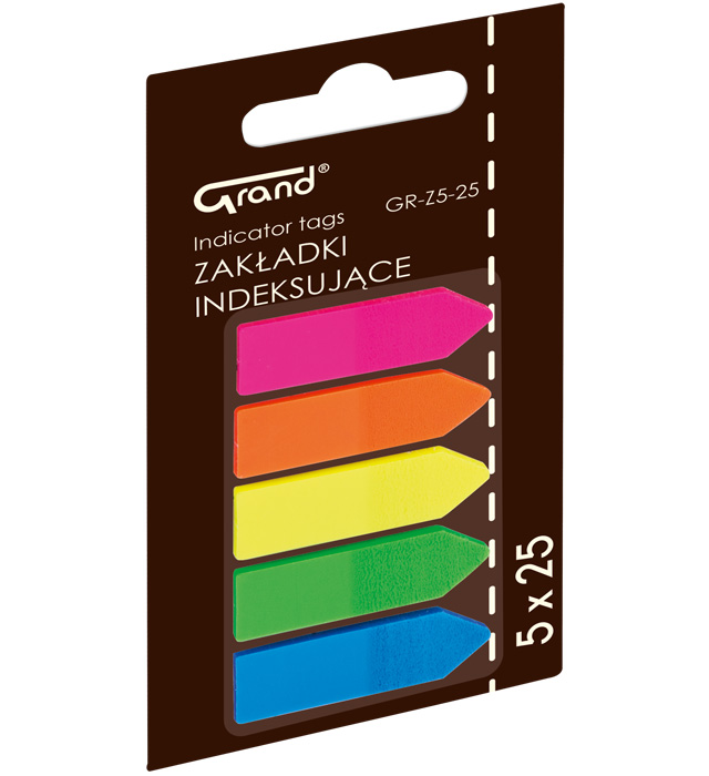 2. Zakładki foliowe STRZAŁKI 5 kolorów po 25szt