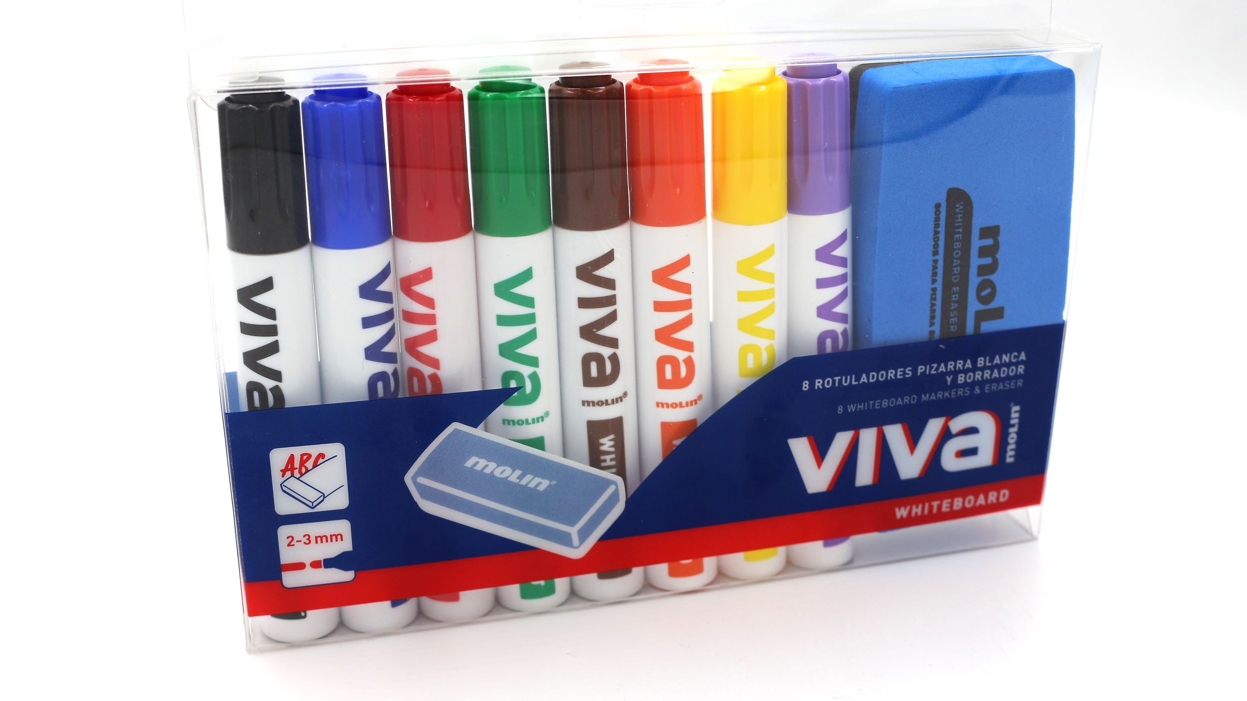 1. VIVA Markery do tablic suchościeralnych KPL 8szt + Gąbka