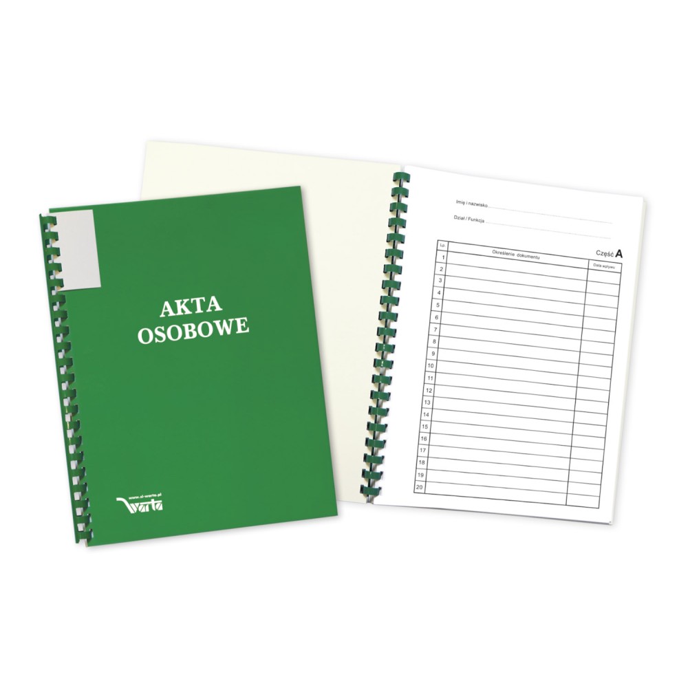 Teczka Akt Osobowych ABCDE, binda zewnętrzna, bez treści zielony