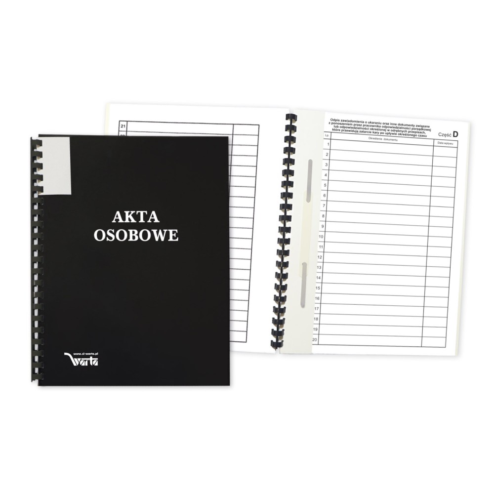 Teczka Akt Osobowych ABCDE, binda zewnętrzna, z treścią czarny