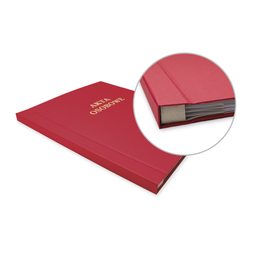 Teczka Akt Osobowych ABCDE, oklejana, sztywny grzbiet, bez treści bordo - obrazek 2