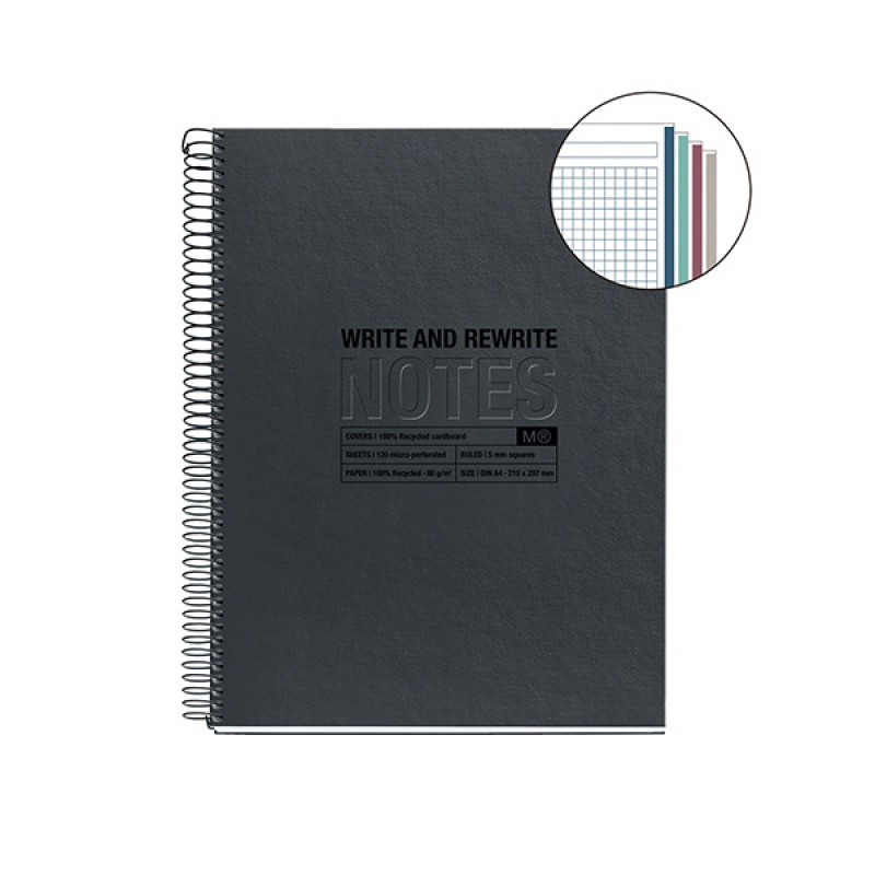 Kołozeszyt MIQUELRIUS Just Black Recycled, A4, 120 kart., 80g, czarny - obrazek 2