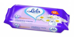 Nawilżany papier toaletowy, LULA, z ekstraktem z rumianku, 60 szt., biały papier