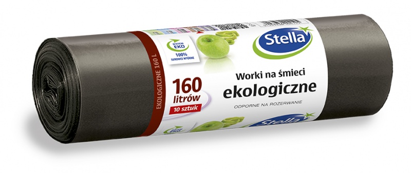 Worki na śmieci STELLA, ekologiczne, 160 l, 10 szt., czarny