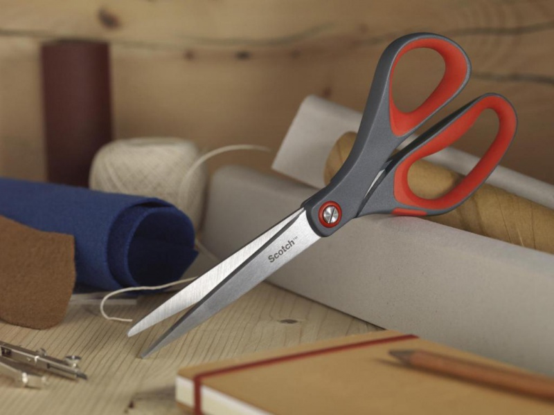Nożyczki biurowe SCOTCH® (1448), precyzyjne, 20,5cm, czerwono-szare - obrazek 4