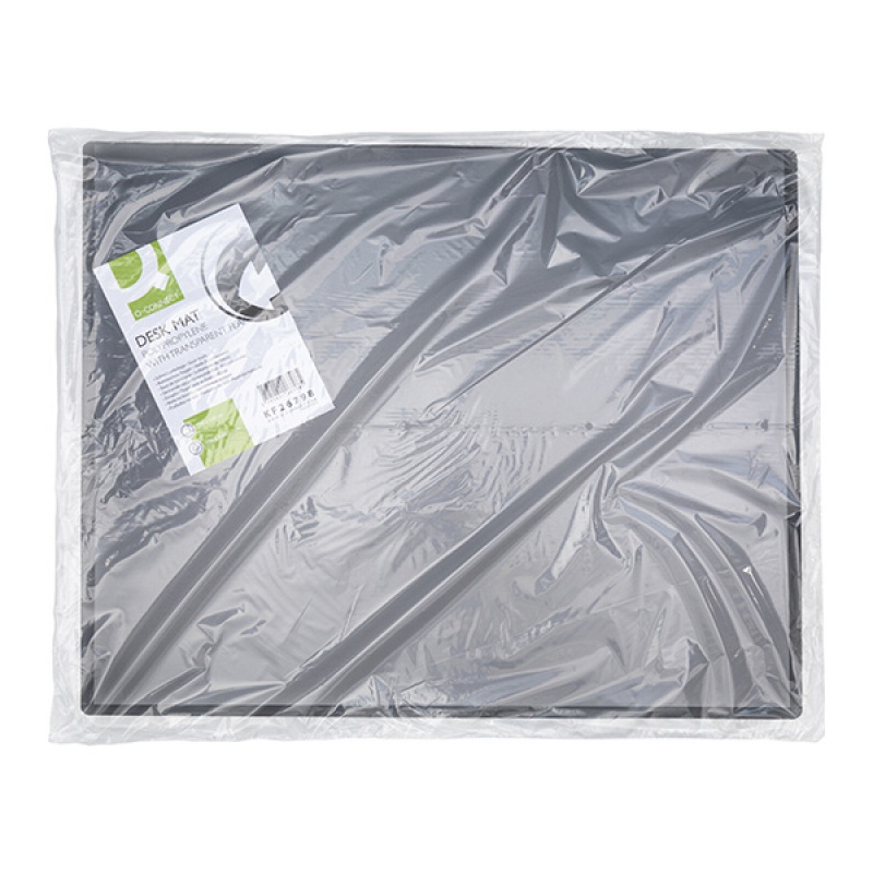 Podkładka na biurko Q-CONNECT, PP, 630x500mm, z przezroczystą folią, czarna - obrazek 2