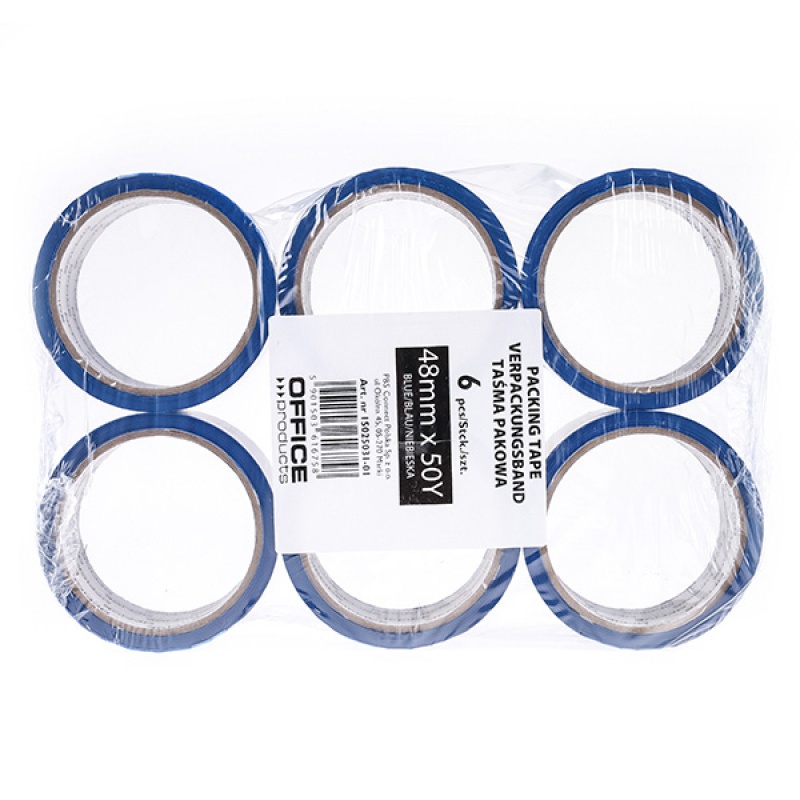 Taśma pakowa OFFICE PRODUCTS, 48mm x 50y, 36mic, EAN na 1szt., niebieska - obrazek 3