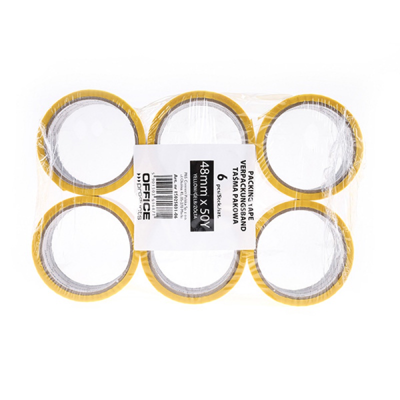 Taśma pakowa OFFICE PRODUCTS, 48mm x 50y, 36mic, EAN na 1szt., zółta - obrazek 3