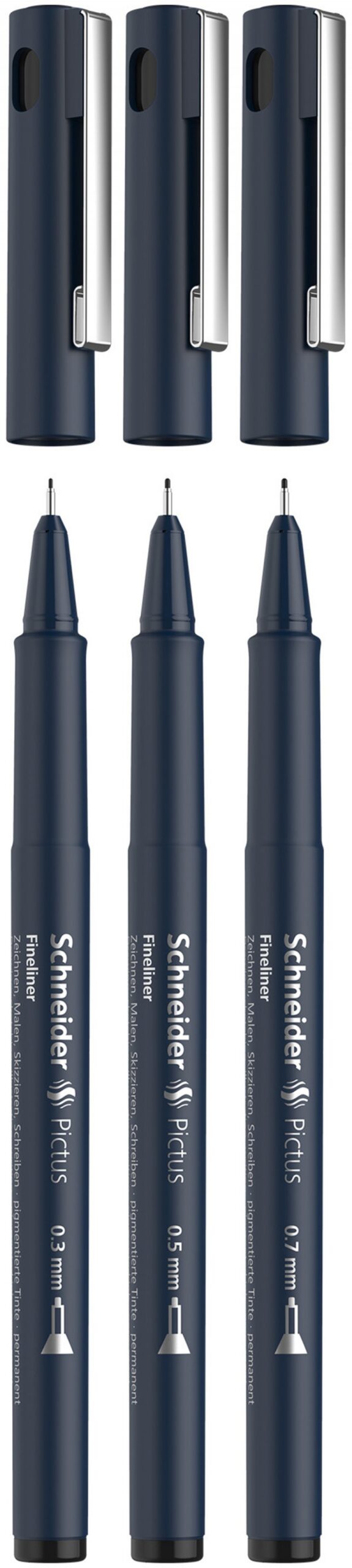 Zestaw cienkopisów SCHNEIDER Pictus, 3 szt., czarne, mix grubości - obrazek 2
