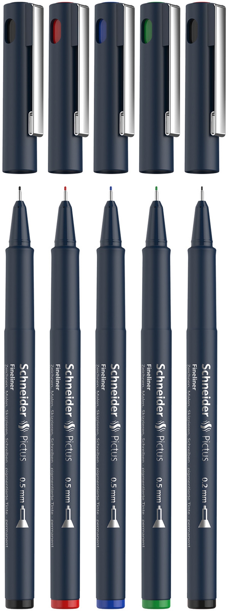 Zestaw cienkopisów SCHNEIDER Pictus, 5 szt., mix kolorów i grubości - obrazek 2