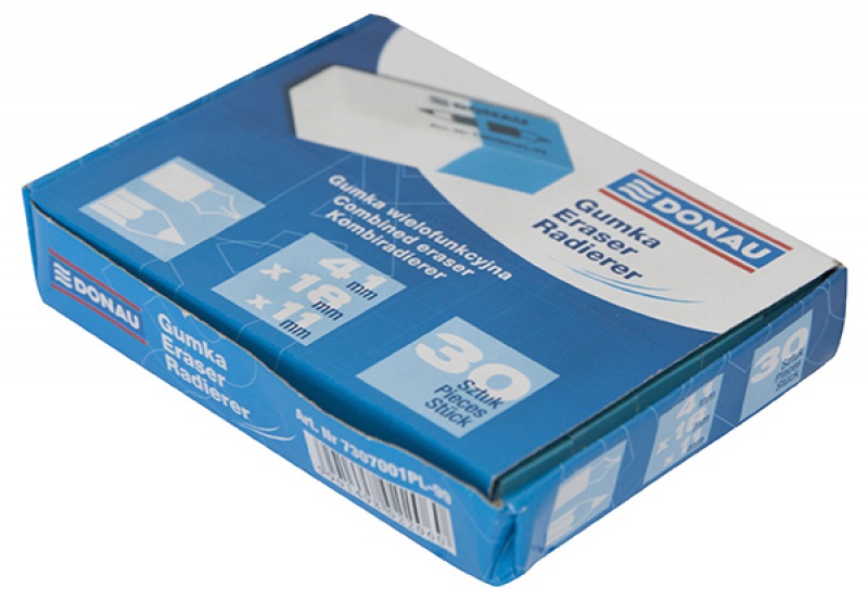 Gumka wielofunkcyjna DONAU, 41x18x11mm, niebiesko-biała - obrazek 2