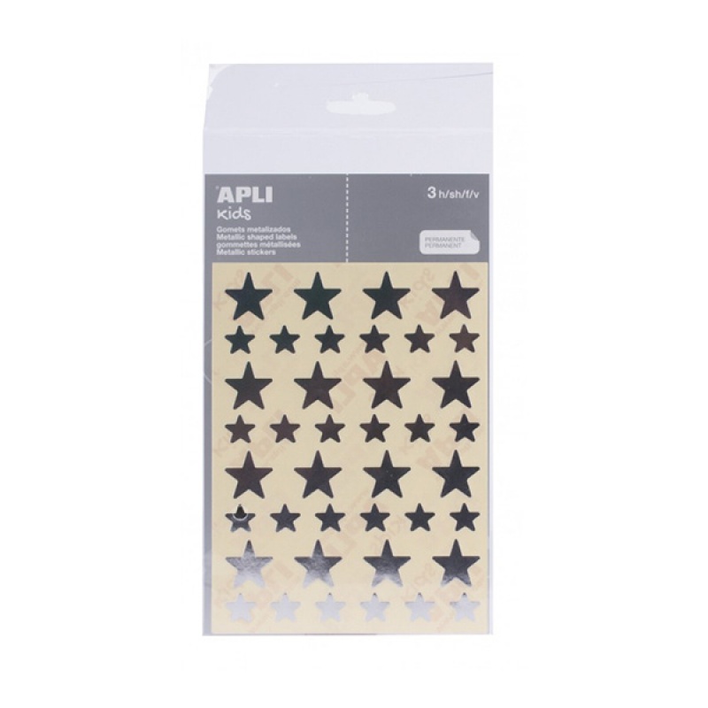 Naklejki APLI, gwiazdki, 120 szt., zawieszka, srebrne