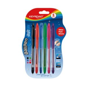 Długopis klasyczny KEYROAD Ball Pen Soft Jet, 0,7 mm, 6 szt, blister, mix kolorów