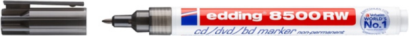 Marker do płyt CD/DVD/BD e-8500 RW EDDING, zmywalny, 1 mm, czarny