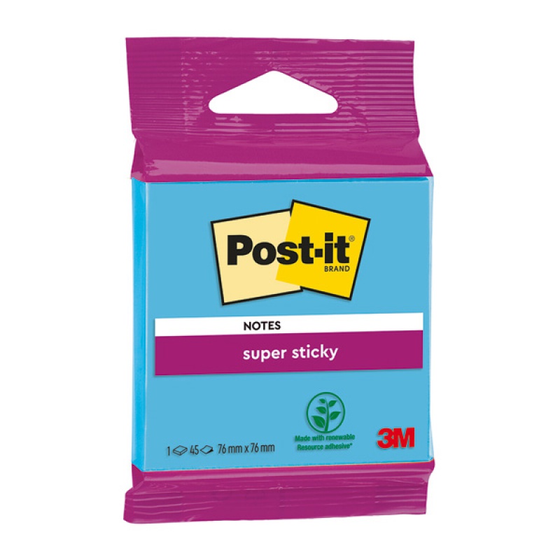 Karteczki samoprzylepne Post-it Super Sticky, 76x76mm, 45 kart., mix kolorów - obrazek 2