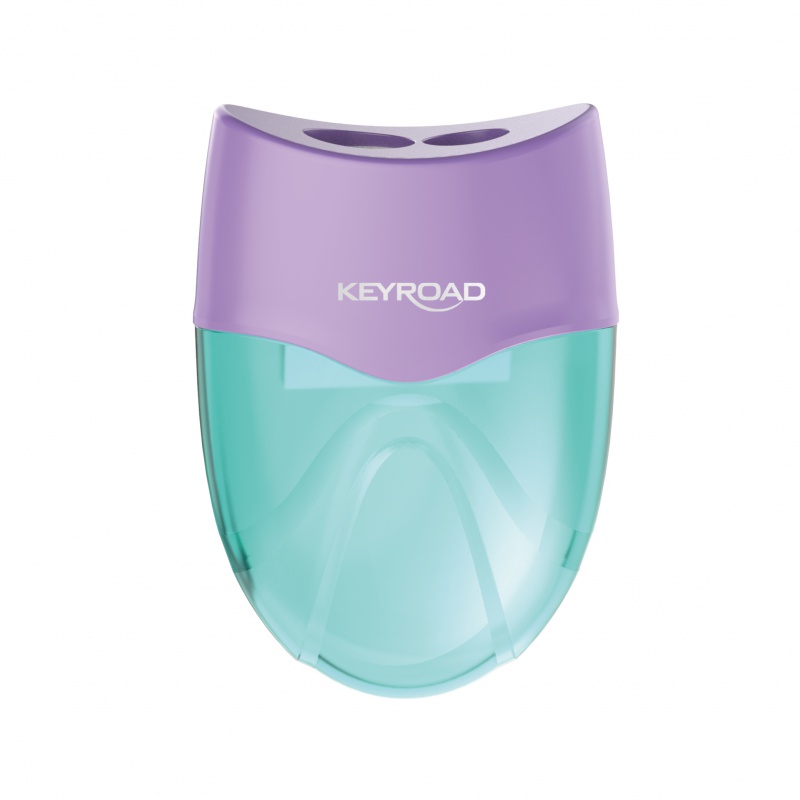 Temperówka KEYROAD Wave, plastikowa, podwójna, z pojemnikiem, pakowane na displayu, mix kolorów pastelowych - obrazek 5
