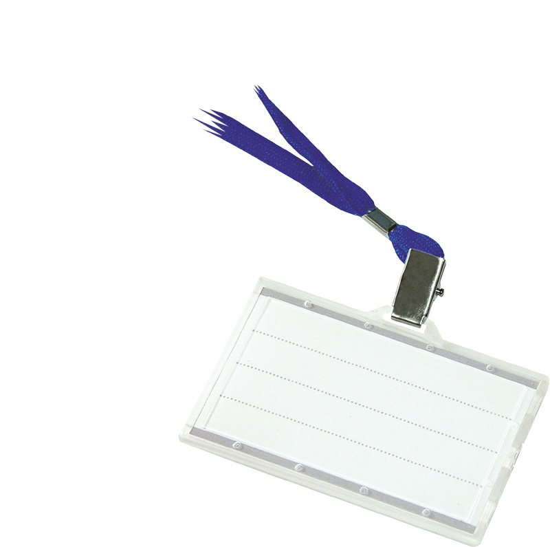 Identyfikator DONAU, z taśmą, twardy, zawieszka, niebieski - obrazek 2