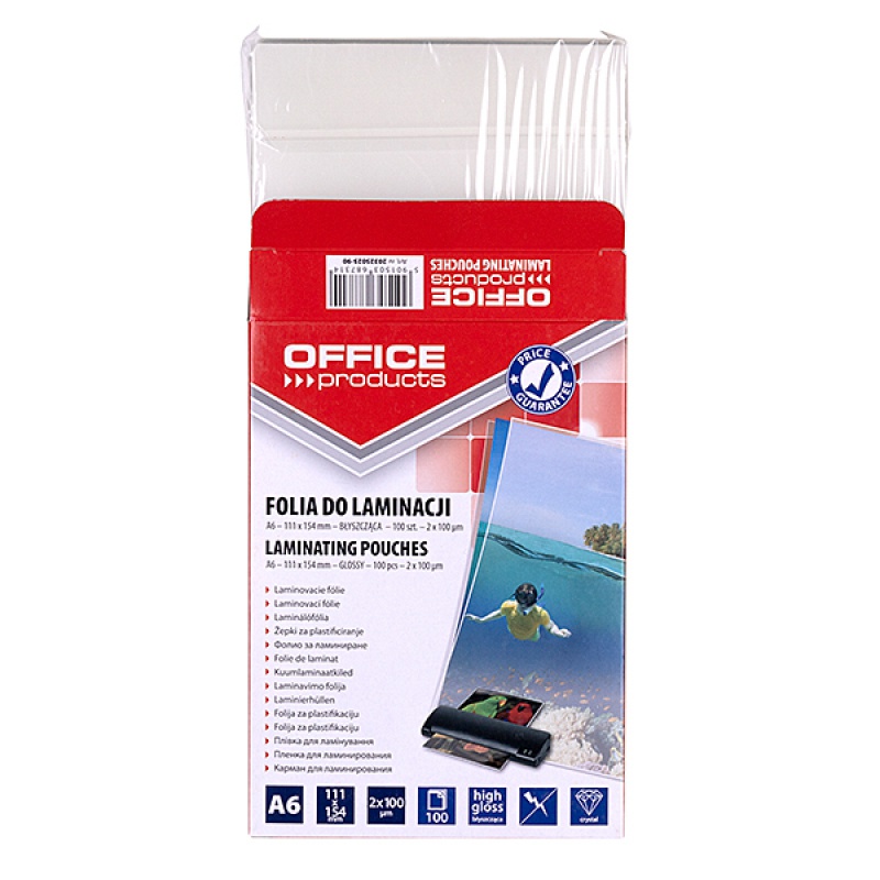 Folia do laminowania OFFICE PRODUCTS, A6, 2x100mikr., błyszcząca, 100szt., transparentna - obrazek 4