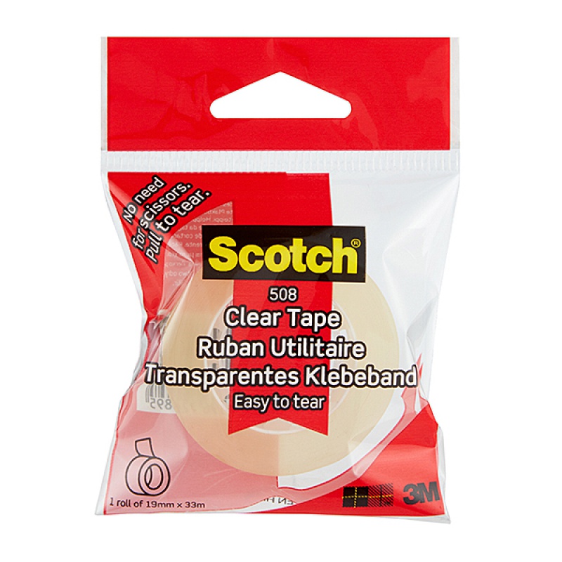 Taśma klejąca SCOTCH 508, 19mmx33m, przezroczysta żółta - obrazek 2