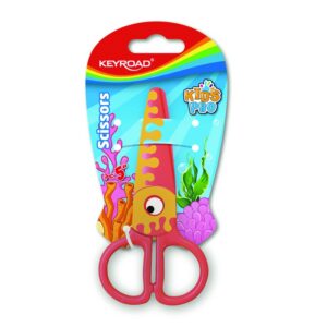 Nożyczki szkolne KEYROAD, 12,2cm, bezpieczne, ryba, blister, pomarańczowy