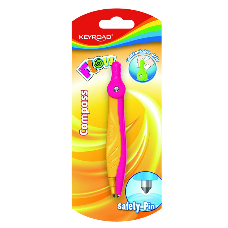 Cyrkiel plastikowy KEYROAD Flow, blister, mix kolorów - obrazek 2
