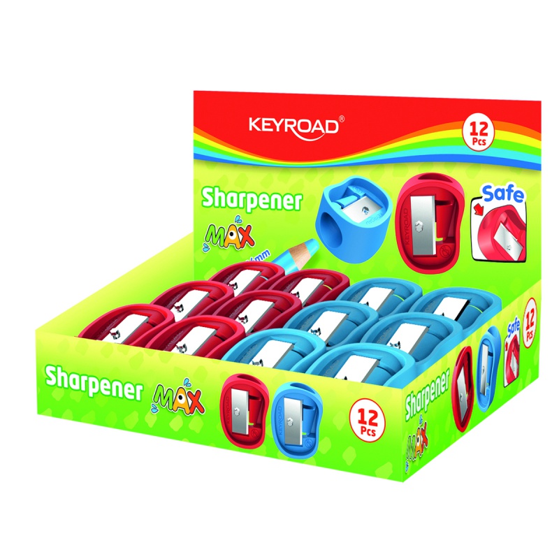 Temperówka plastikowa KEYROAD Max, jumbo, pojedyncza, display, mix kolorów