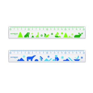 Linijka plastikowa KEYROAD, 20cm, transparentna z nadrukiem deco, zawieszka