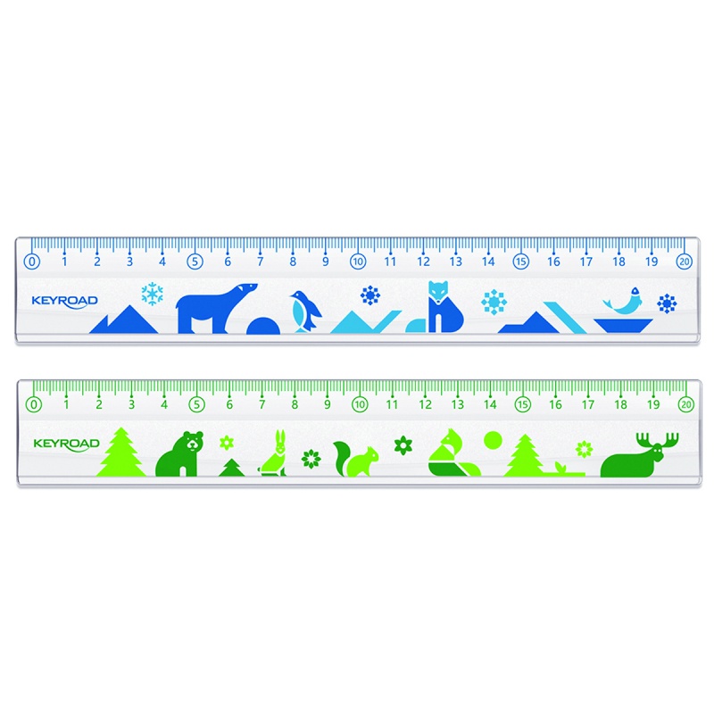 Linijka plastikowa KEYROAD, 20cm, transparentna z nadrukiem deco, zawieszka - obrazek 2
