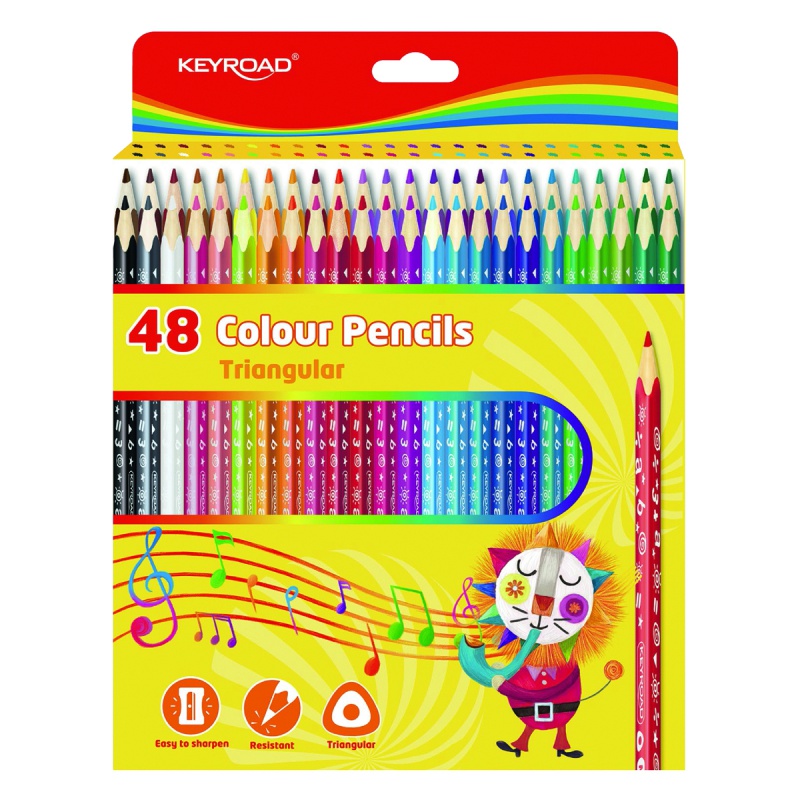 Kredki ołówkowe KEYROAD, trójkątne, 3mm, 48 szt., pudełko