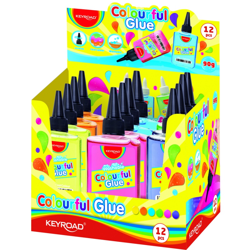 Klej w płynie KEYROAD, kolorowy, zmywalny, 90g, display - obrazek 2