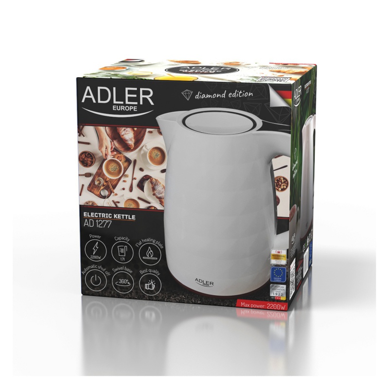 Czajnik elektryczny ADLER AD 1277, 1,7L, tworzywo, biały - obrazek 7