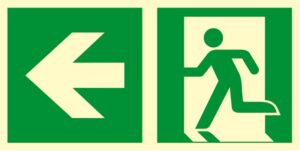 Znak TDC, Kierunek do wyjścia ewakuacyjnego – w lewo