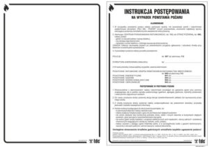 Znak TDC, Instrukcja postępowania w przypadku powstania pożaru