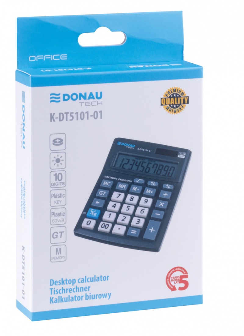Kalkulator biurowy DONAU TECH OFFICE, CI-CMB1001BK, 10-cyfr. wyświetlacz, wym. 137x101x30mm, czarny - obrazek 5