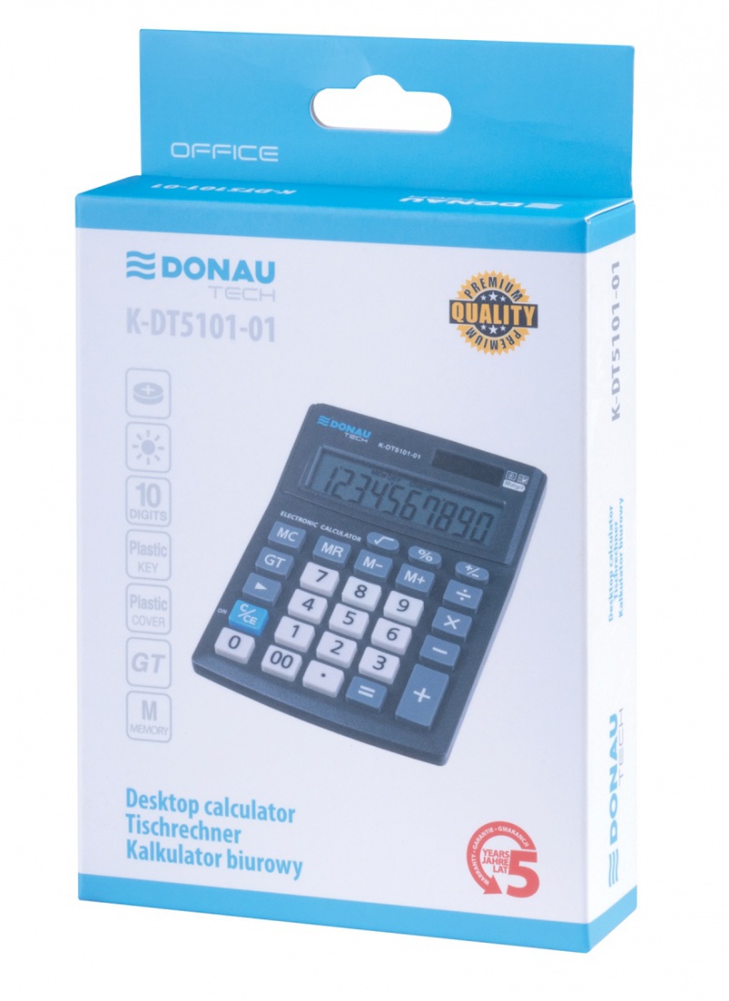 Kalkulator biurowy DONAU TECH OFFICE, CI-CMB1001BK, 10-cyfr. wyświetlacz, wym. 137x101x30mm, czarny - obrazek 6