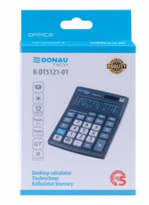 Kalkulator biurowy DONAU TECH OFFICE, CI-CMB1201BK, 12-cyfr. wyświetlacz, wym. 137x101x30mm, czarny