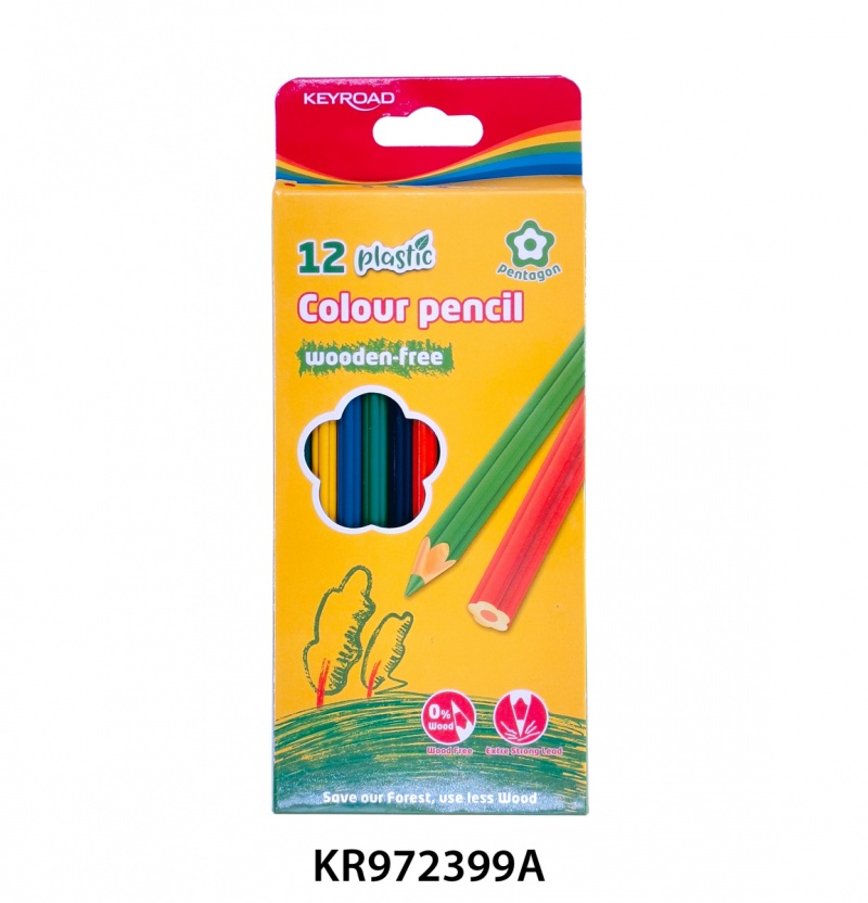 Kredki ołówkowe KEYROAD, bezdrzewne, 12 szt., pudełko zawieszka, display, mix kolorów - obrazek 2