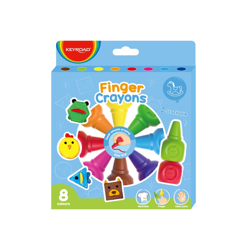Kredki woskowe KEYROAD nakładane na palce, 8 szt.