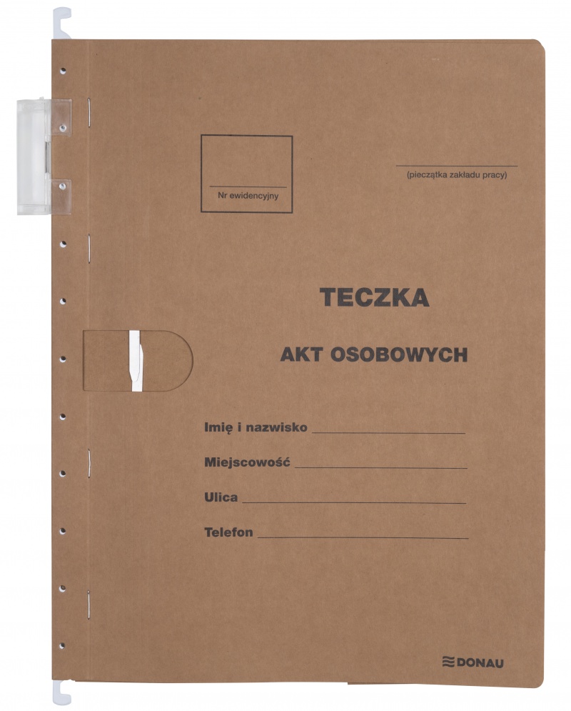 Teczka zawieszkowa DONAU na akta osobowe, wersja od 2023r., karton, A4, 230gsm, brązowa - obrazek 2