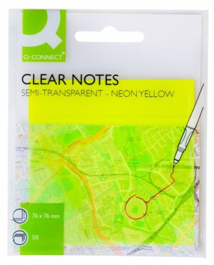 Bloczek samoprzylepny Q-CONNECT, półprzezroczysty, 76x76mm, 50k., żółty
