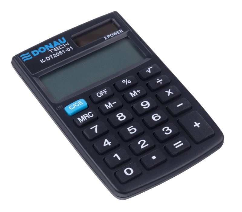 Kalkulator kieszonkowy DONAU TECH, CI-SLD100NR, 8-cyfr. wyświetlacz, wym. 90x60x11 mm, czarny - obrazek 5