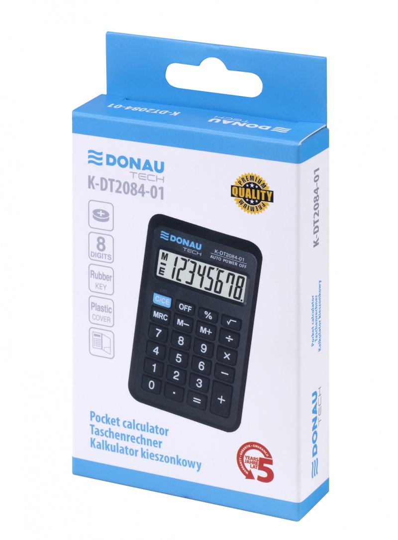 Kalkulator kieszonkowy DONAU TECH, CI-LC210NR, 8-cyfr. wyświetlacz, wym. 97x62x11 mm, czarny - obrazek 3