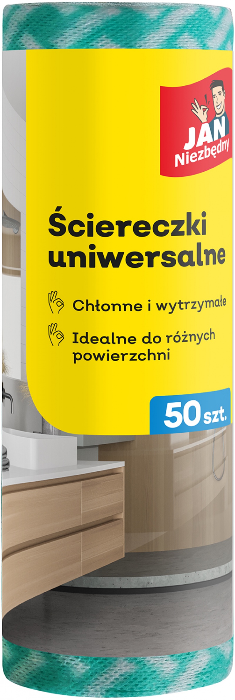 Ściereczki na rolce JAN NIEZBĘDNY, 50 szt., zielono-białe - obrazek 2