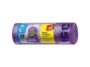 Worki na śmieci JAN NIEZBĘDNY, magnum flex, z taśmą, 35l, 15szt., lawendowe