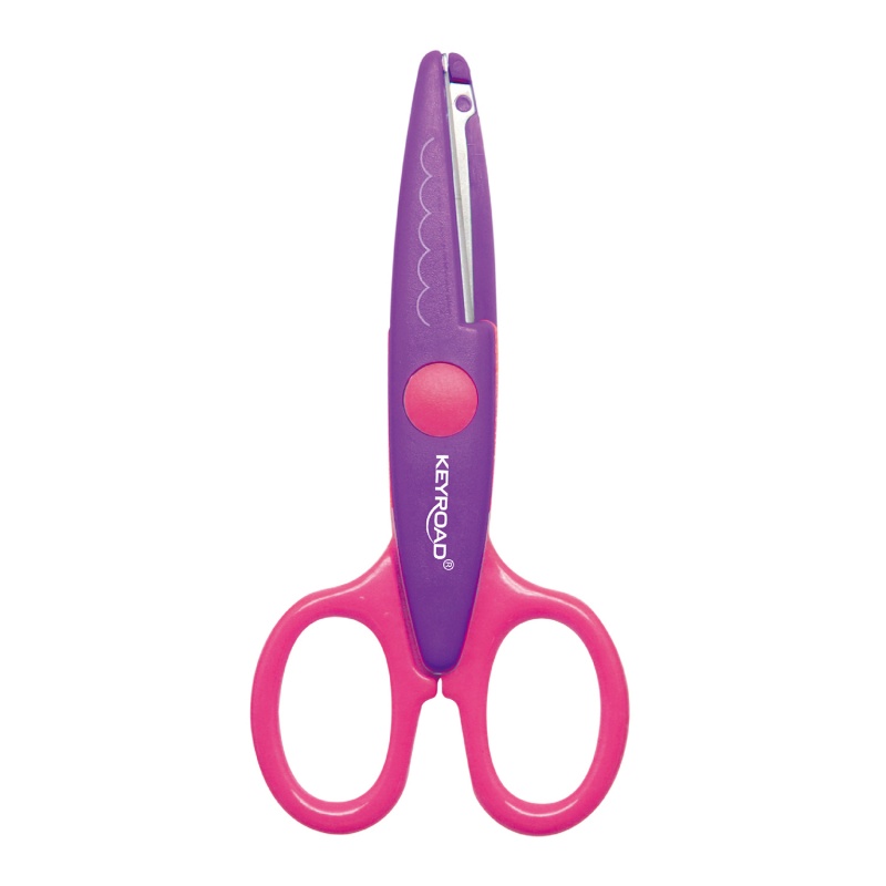 Nożyczki szkolne KEYROAD Craft, ozdobne, zygzak, 14 cm, display, mix kolorów - obrazek 2