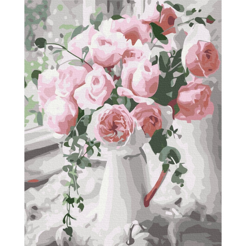 Malowanie po numerach BRUSHME, 40x50 cm, bukiet delikatnych róż, 1 szt. - obrazek 2