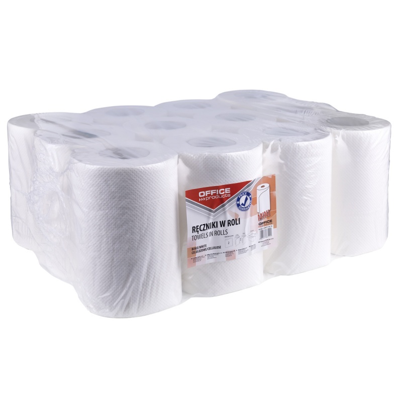 Ręczniki w roli celulozowe OFFICE PRODUCTS Mini, 2-warstwowe, 50m, 12szt., białe - obrazek 2