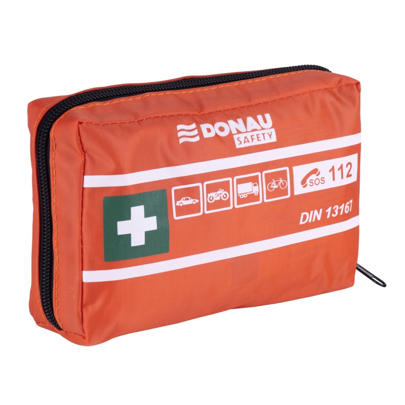 Apteczka samochodowa DONAU SAFETY, materiałowa, DIN MINI, pomarańczowa - obrazek 2
