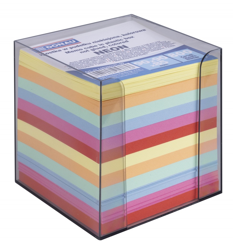 Kostka DONAU nieklejona, w pudełku, 95x95x95mm, ok. 800 kart., neon, mix kolorów - obrazek 2
