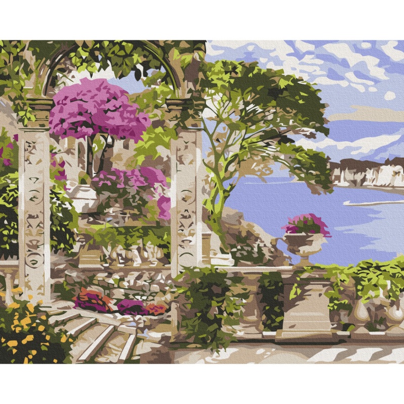 Malowanie po numerach BRUSHME, 40x50 cm, kwiaty w ogrodzie, 1 szt. - obrazek 2